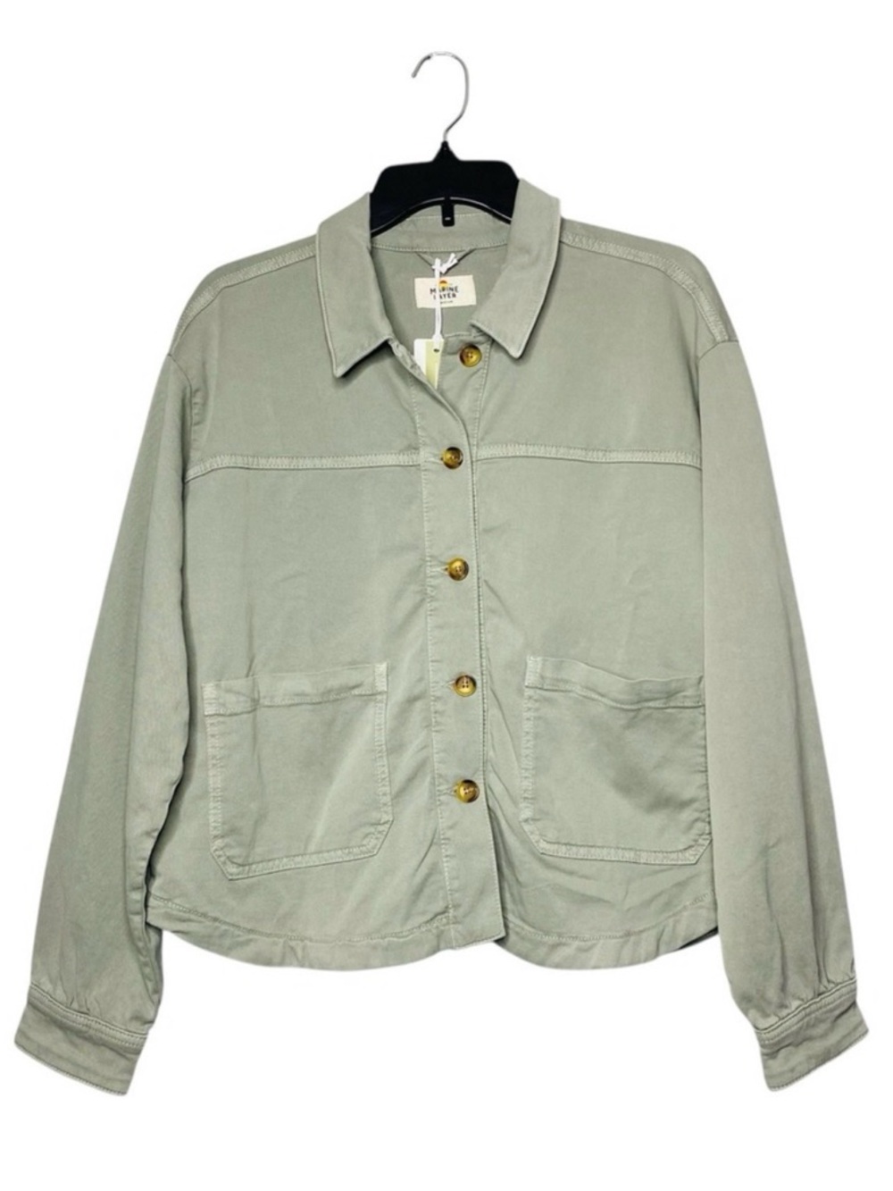 Marine layer NWT Women's Olive green button Jacket cotton tencel freya utility - Picture 6 of 10